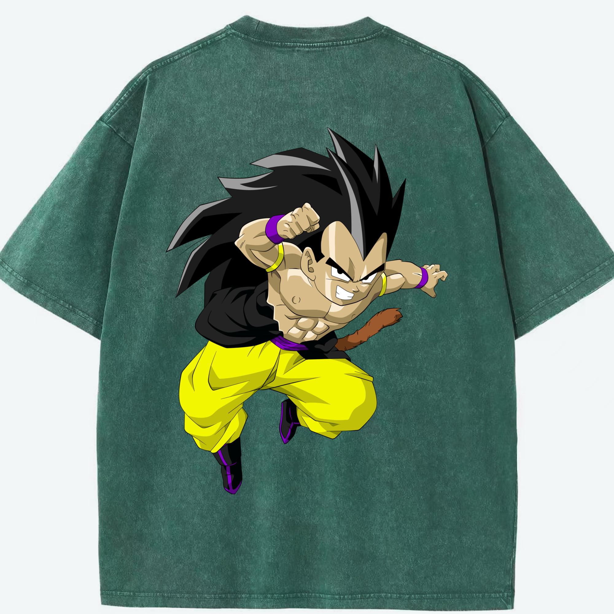 （画像用） ドラゴンボール ベジータ四世（Bejīta Yonsei）DRAGON BALL Vegeta IV 綿100% ヴィンテージ風 半袖Tシャツ（背面プリント）